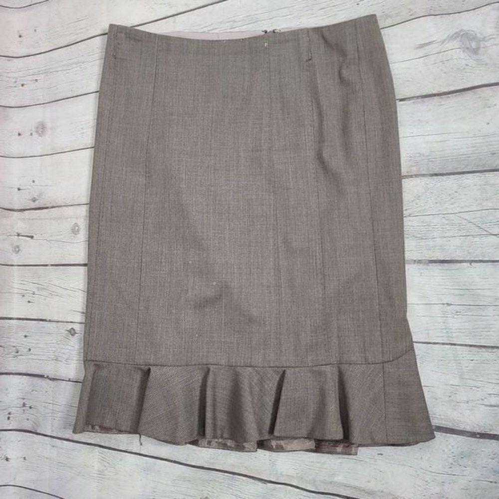 Rebecca Taylor Wool Ruffled Hem Gray Midi Skirt size 6